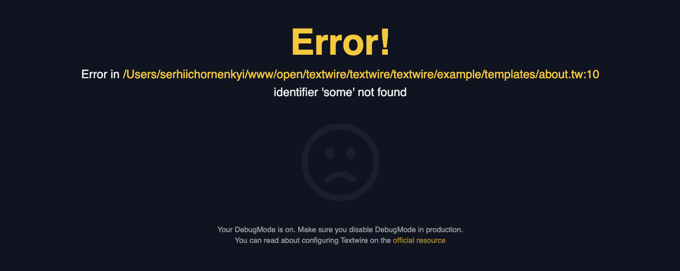 Error output in Textwire